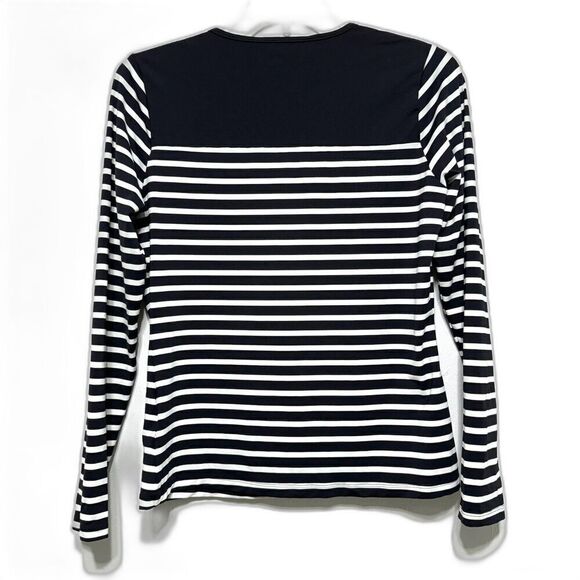 Lands' End Top Spandex Long Sleeve Black & White Stripe Base Layer Womens sz XS - Picture 6 of 6